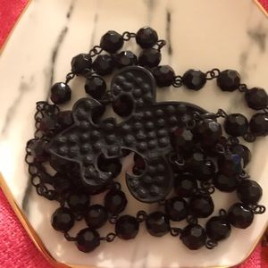 Jewelry - Fleur de lis pendant and black beaded necklace Jewelry - Fleur de lis pendant and black beaded necklace